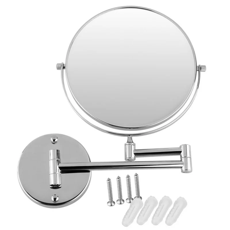 Chrome Round Extending 8 inches cosmetic wall mounted make up mirror shaving bathroom mirror 3x Magnification