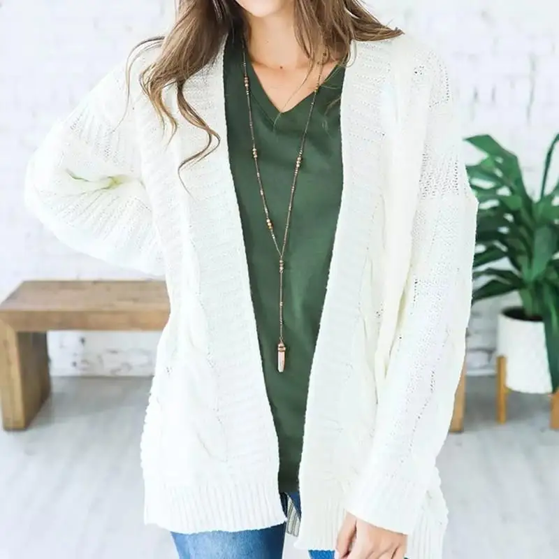Winter Knit Oversized Cardigans Women Twist Solid Casual Plus Size Knitted V-Neck Pull Femme Sweaters Outerwear |