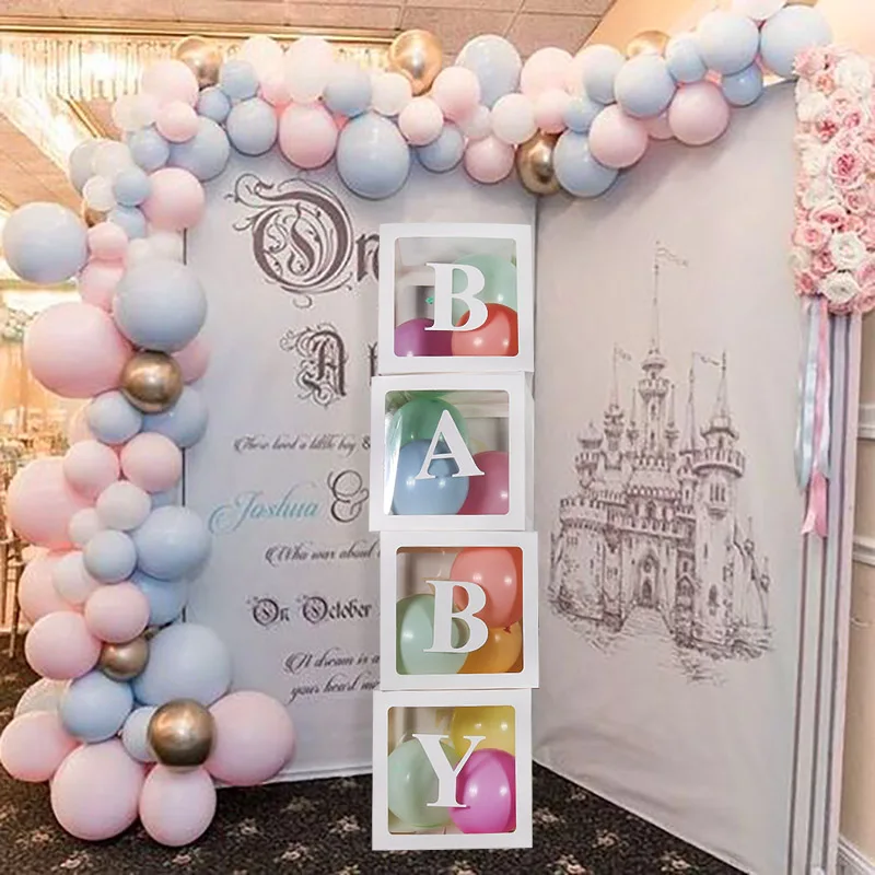 Детский душ 4 шт. прозрачная коробка шар 1-й День рождения Babyshower вечерние украшения Свадебный декор любовь ребенок Подарочная коробка поставки