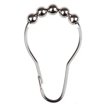 

14 pcs x Shower Curtain Hooks Rings Roller Balls Chrome Stainless Steel Rust Free Silver Colour