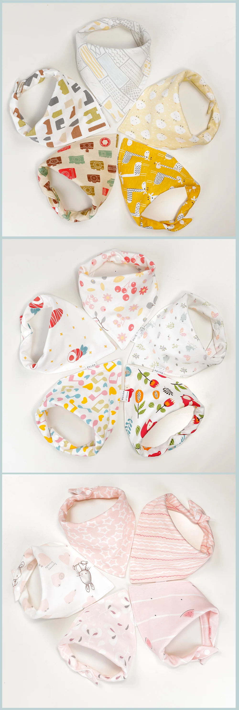5Pcs Baby Bibs Soft Cotton Animals Baby Drool Bibs Triangle Scarf Comfortable Drooling and Teething Towel Saliva Towel born baby accessories	