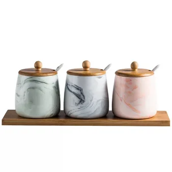 

Creative Ceramic Seasoning Jar Three-piece Suit Oil Salt Household Seasoning Tank Kitchen Accessories Box Seasoning Seasoning