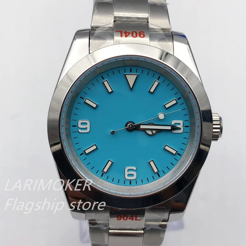 Larimoker Blue Gem Crystal Blue 36/39 Verde Luminoso Quadrante Millimetri Orologio Nh35/Pt5000/Pearl 2813/Japan8215 Movimento Meccanico