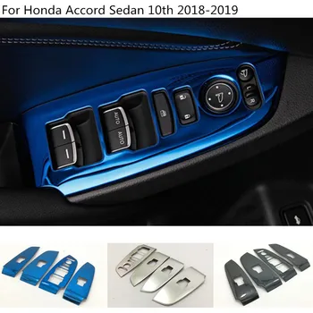 

Car Styling Cover Door Window Glass Panel Armrest Lift Switch Button Trim Frame 4pcs For Honda Accord Sedan 10th 2018 2019 2020