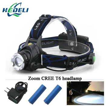 

3000 lumens linterna frontal led headlight CREE XML T6 head lamp Kit headlamp 2 x 18650 Battery Charger