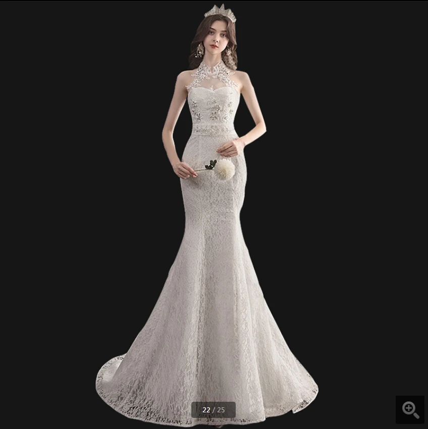 

2020 Robe de mariage White lace mermaid wedding dress halter neckline beaded crystals open back sexy corset bridal gowns on sale