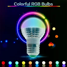 E14 E27 B22 GU10 MR16 LED Light Bulb Lamp 3W Color Change Spot RGB LED Lamp Bulb Dimmable Magic Bulbs + IR Remote Control D40