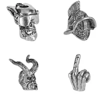  Nordic Spartan Viking Warrior Skull with Hole Beads for Jewelry Making Diy Bracelet Necklace Key Ring Pendant 