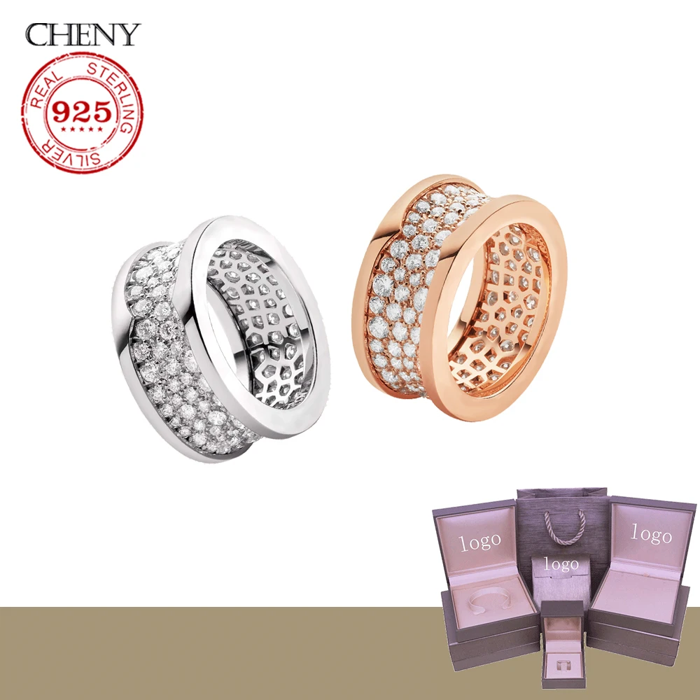 cheny fit bulgaria s925 sterling silver rings with full crystal high quality Cocktail Brand party Ring fashion jewelry for mens