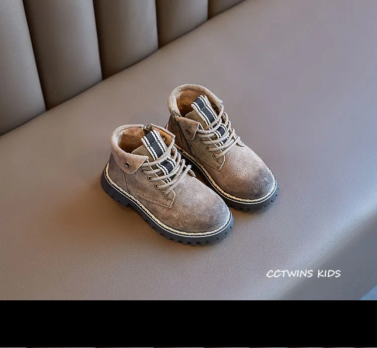 CCTWINS/детская обувь; коллекция года; зимняя модная обувь из натуральной кожи; брендовые Ботинки martin для маленьких девочек; Теплые ботильоны для мальчиков; Цвет Черный; MB112