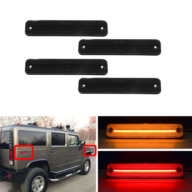 4x Дым светодиодные F & R янтарные красные боковые габаритные огни для Hummer H2 2003 2009