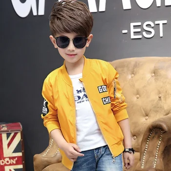 

Autumn new children's jacket boys autumn zipper handsome sun protection casual round neck long sleeve blue yellow solid color