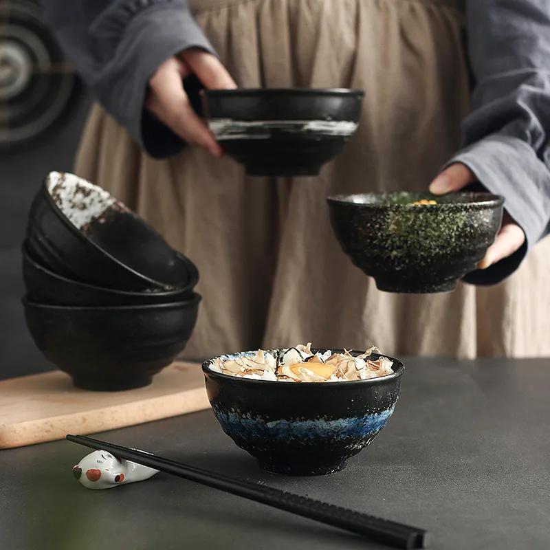 Cuenco japonés de cerámica para ramen, azul - AO