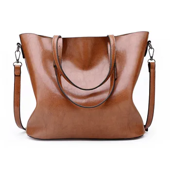 

Women bag 2020 new items oiled leather soft vintage square tote bag for women