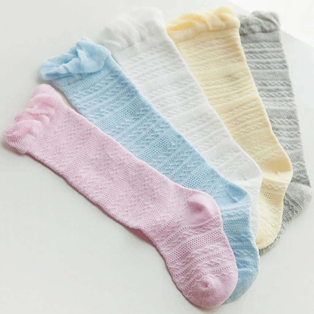Newborn baby girls boys kids socks infant winter socks toddler girl solid lace knee height warm anti-slip socks for 0-3T baby