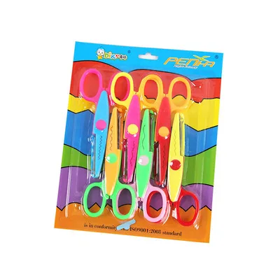 Paper-cut lace scissors set DIY photo album handmade safety children\'s plastic scissors 6-piece set