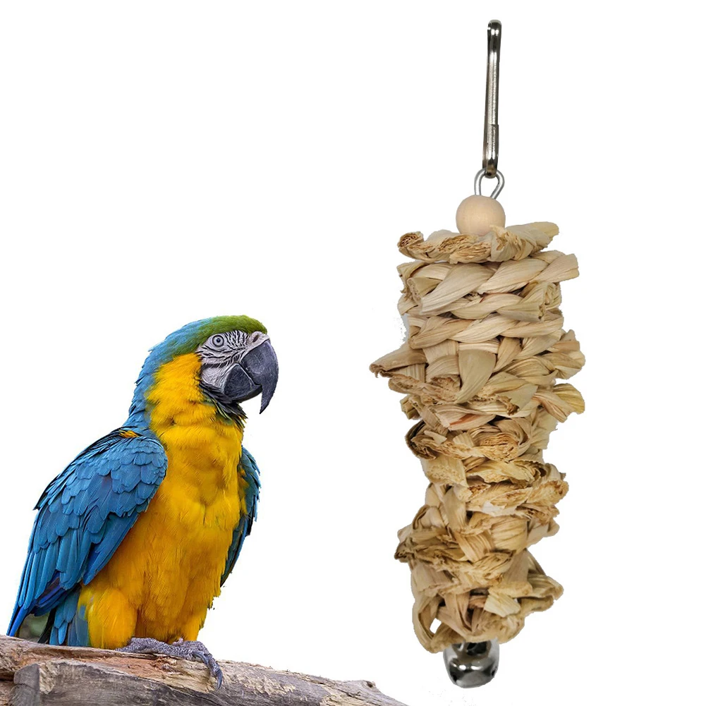 7Pcs Pet Bird Wood Ball Bell Rope Bead Hanging Ladder Swing Cage Chew Toy