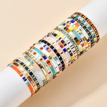 ZMZY Pure Miyuki Tila Beads Bracelets for Women Rainbow Handmade Stretchy Charm Wrap Friendship Bracelet Pulseras Mujer