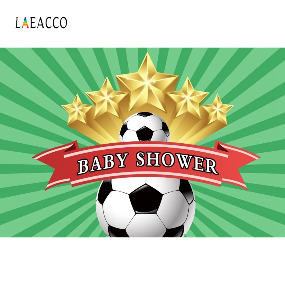 Laeacco Football Golden Stars Photography Backgrounds Customized Baby Shower Photocall Photographic Backdrops For Photo Studio |