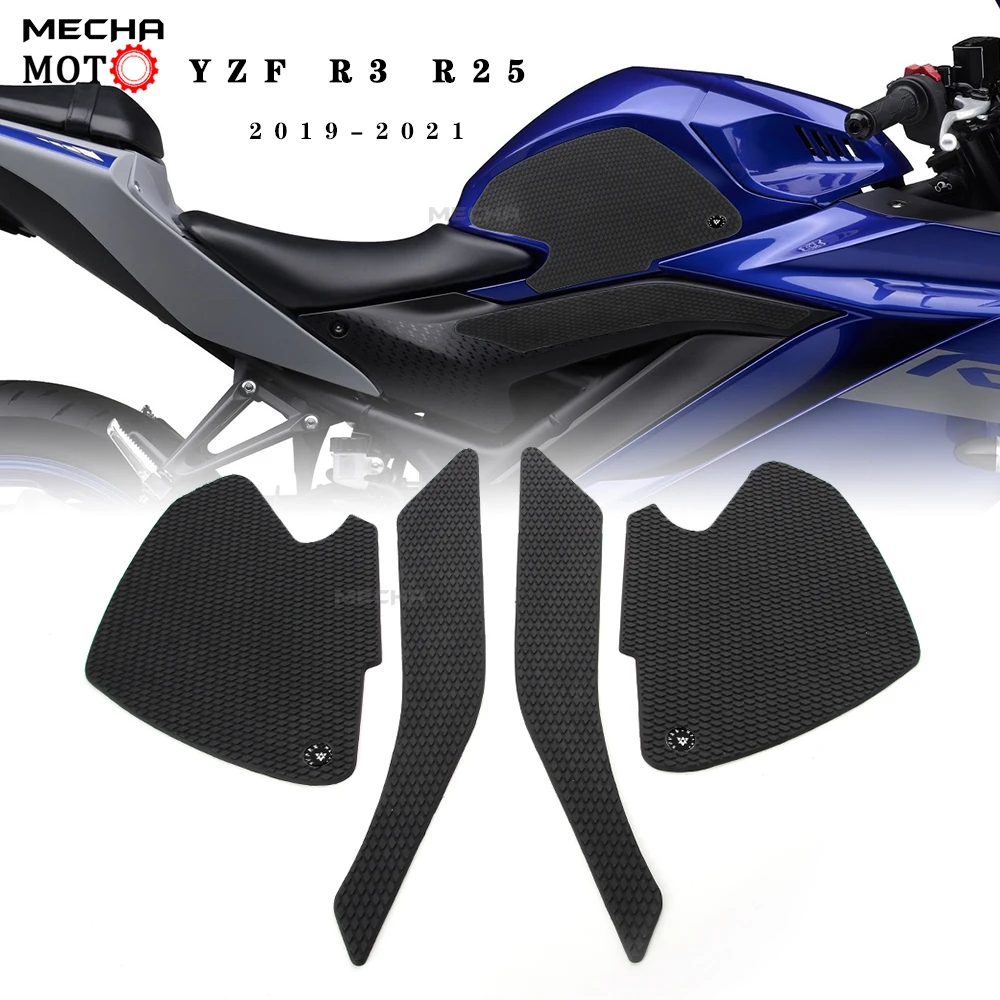 For Yamaha YZF R3 2019 2020 2021 R25 Snake Skin Tank Pads Grips Protector Stickers Decal Knee Side Fuel Traction Pad