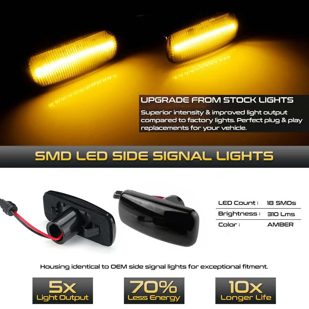 Smoked Dynamic LED Side Marker Turn Signal Lights