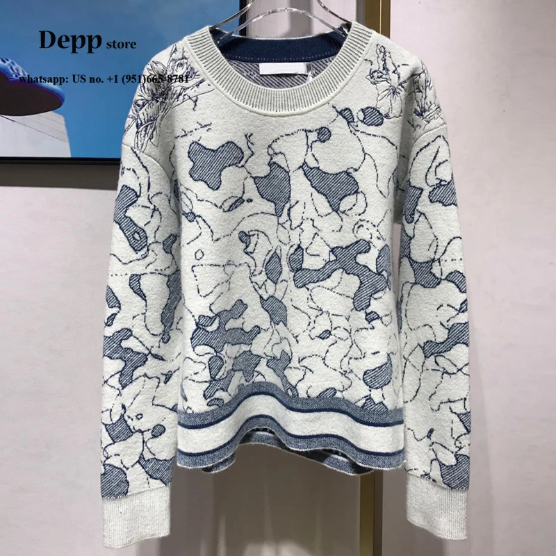 

luxury designer high end fall 2020 women clothing Winter Earth Dream Map Studio Tour Series Knitwear Sweater embroidery sweaters