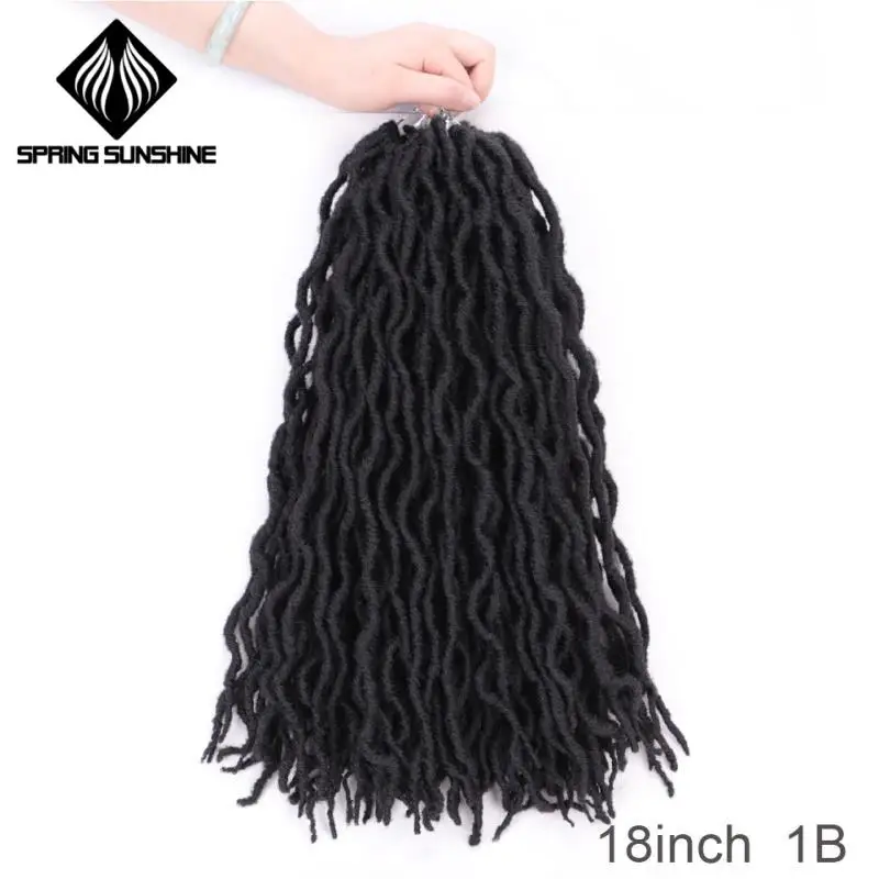 Весна Солнечный свет Синтетический Nu Locs 12 18 дюймов богиня Faux Locs Curly вязание крючком волосы Exntension для черных женщин косы волос плетение - Цвет: #1