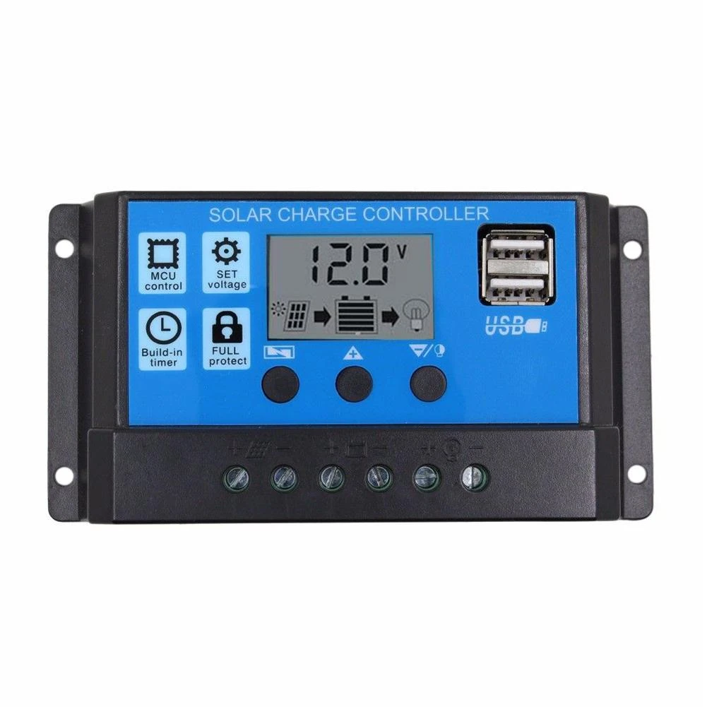 Solar Charge Controller PWM Dual USB Output Solar Cell Panel Charger Regulator