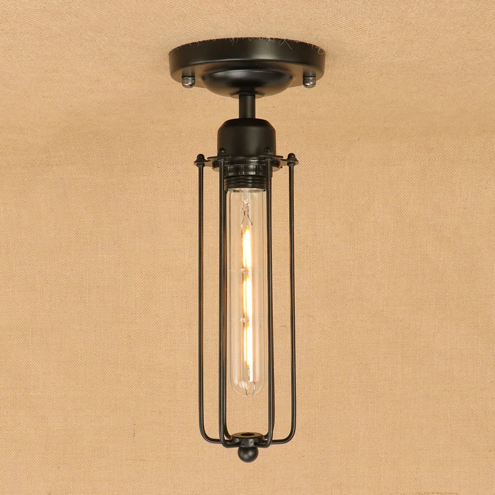 Лофт Винтаж Железная Клетка черный потолочный светильник led E27 AC 110V 220V потолочный светильник для спальни гостиной ванной комнаты бар