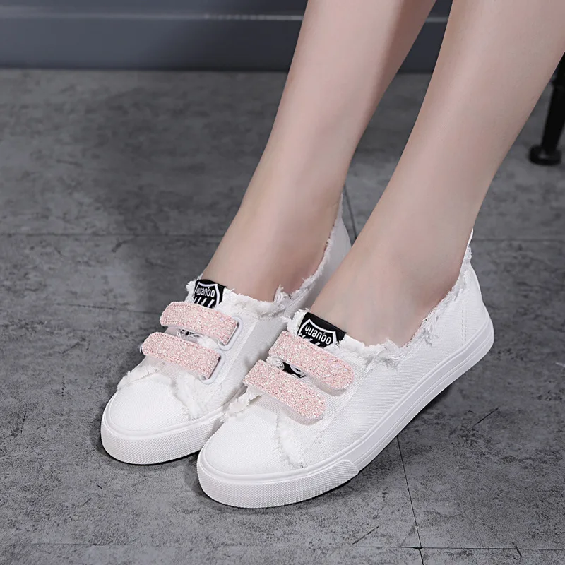 

Autumn Low-Cut Canvas Shoes Women's 2019 New Style Korean-style Street Snap White Shoes Casual Flat Versatile Lazy Cloth Shoes W