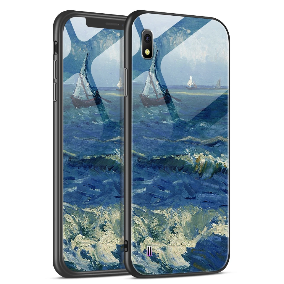 Для samsung Galaxy A10 A30 A20 A40 A50 модный защитный чехол из ТПУ для samsung A105F A305F A405F A505F жесткий чехол из закаленного стекла - Цвет: W112