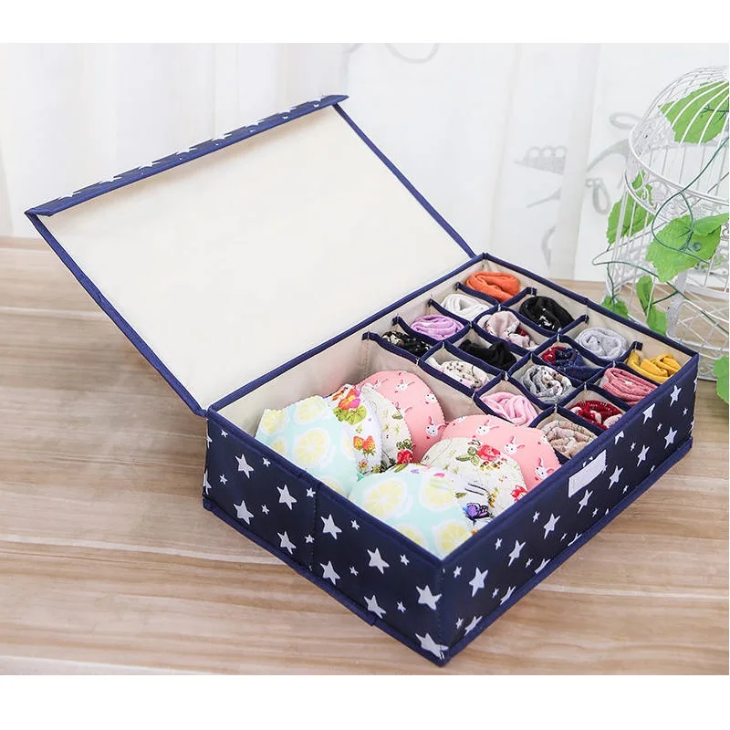 Cherry Pattern Storage Boxes Oxford Fabric Closet Organizer For Scarfs Socks Cover Wardrobe Drawer Separated Clothes Storage Box 3
