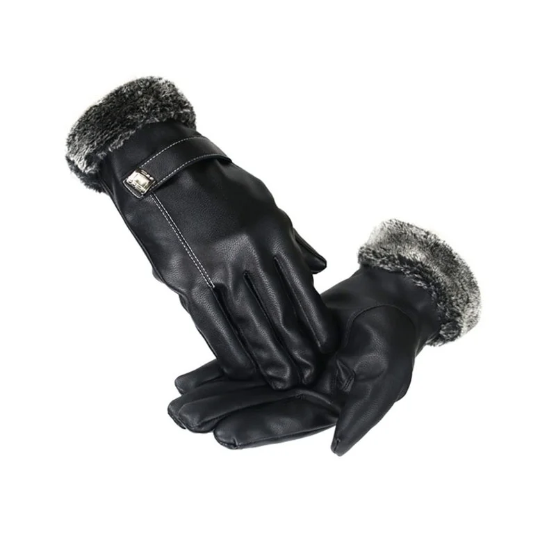 Men Touchscreen driving motorcycle Gloves PU leather plush Winter Warm Gloves Windproof Thicken Warm Mittens Gloves for Running