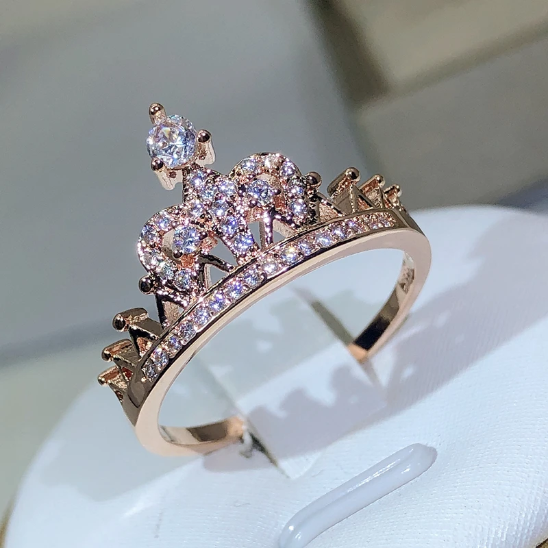 Moissanite engagement ring set, crown shape rings with diamonds / Ariadne |  Eden Garden Jewelry™