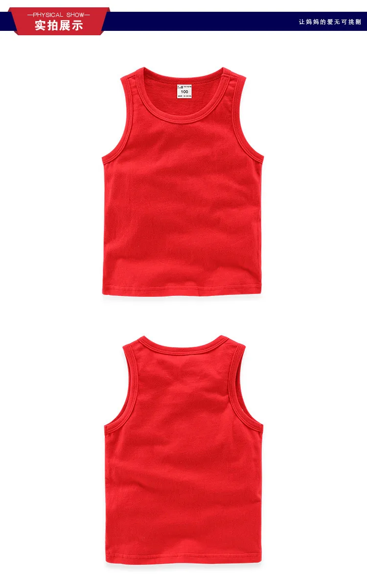 Детский жилет в форме буквы I; хлопковая Повседневная Базовая рубашка; впитывающий пот яркий однотонный детский жилет без рукавов
