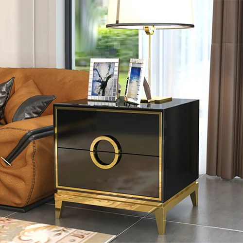 Белый черный Современный Железный литой золотой тумбочка журнальный столик прикроватная тумбочка мебель для дома тумбочка шкаф кровать комната - Цвет: D black
