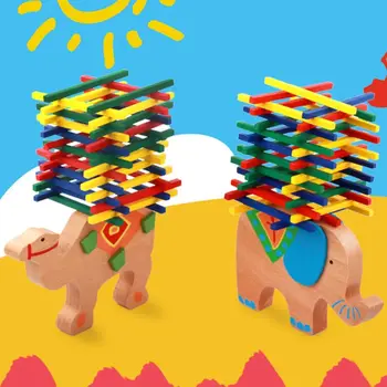 

Elephant Camel Balance Beam Wood Toy For Children Blocks Kids Preschool Educational Toys Game Gifts F3ME