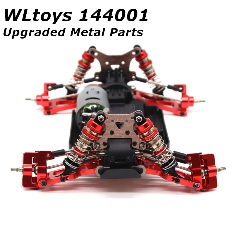 Wltoys-144001 piezas para WLtoys-s 1:14, coche RC actualizado, accesorios, Base de oscilación de dirección de Metal con brazo, varilla de tracción para Servo, asiento del cubo trasero