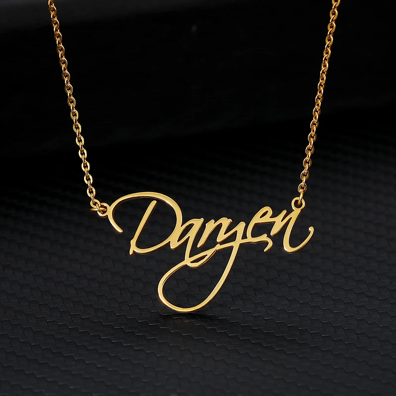 

Custom Actual Handwriting Name Necklace for Women Gold Chain Cursive Signature Pendant Choker Necklace Personalized Gift For Mom