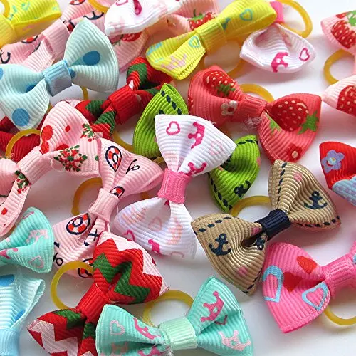 5/20/50 piezas lindo cinta cachorro mediano pequeño perro pelo colores al azar accesorios para el pelo para mascotas pentagrama patrón de flor de perro