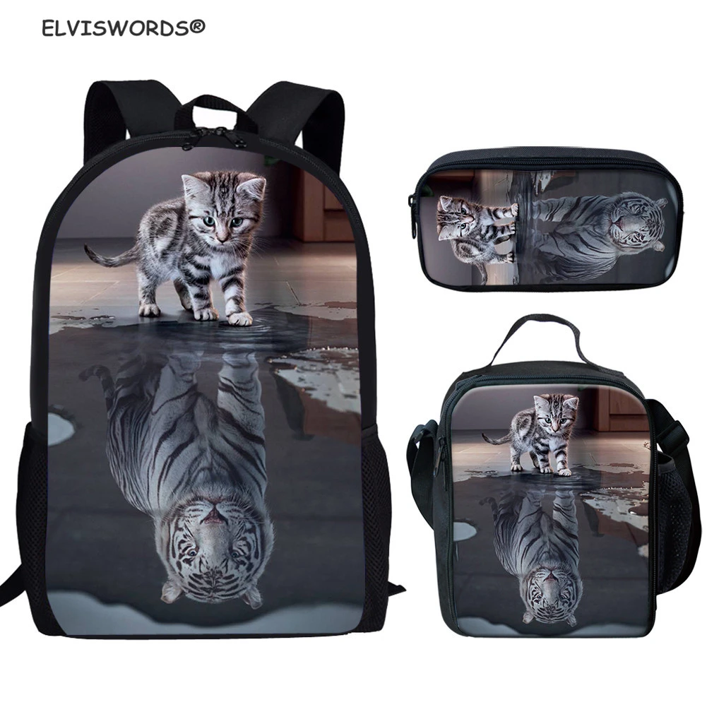 Elviswords Sac A Dos Pour Enfant Sacoche A Bandouliere Motif Chat Tigre 2 Pieces Ensemble Aliexpress