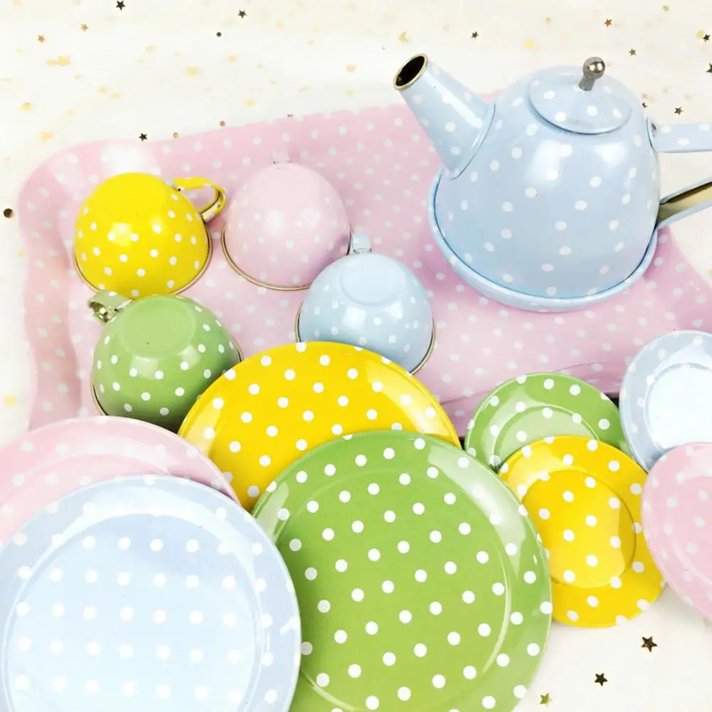 14 шт. Железный блюдце чашка Salver чайный набор Посуда ролевые игры развивающая игрушка для детей подарок на день рождения/Рождество