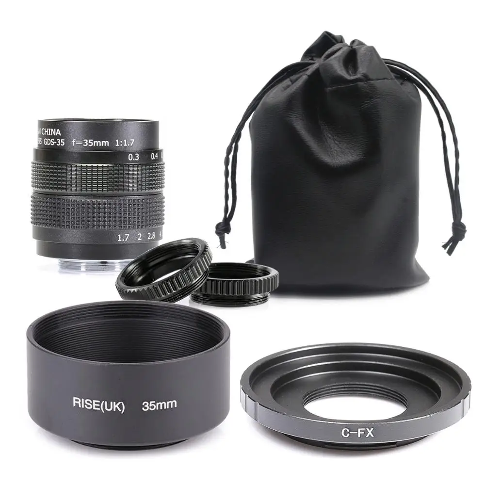Fujian 35 Millimetri F/1.7 Aps-C Cctv Lens + Anello Adattatore + 2 Macro Ring + Paraluce Per Fujifilm X Mount Mirroless Macchina Fotografica Xt10/Xt20