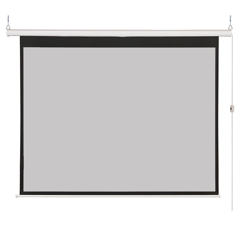 Thinyou 100 inch 4:3 Electric Motorized Projector Screen Matte Gray Fabric Fiber Glass with Remote for Home Theater Movie Office