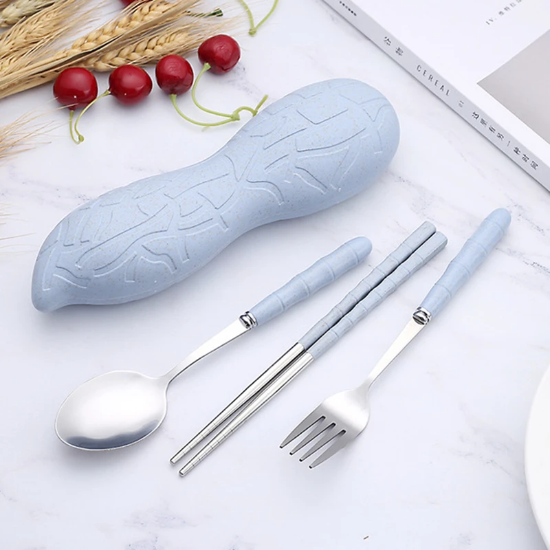 

Stainless Steel Tableware Set Kitchen Dinnerware Set with Box Gifts Portable Travel Picnic Camping Cutlery Supply