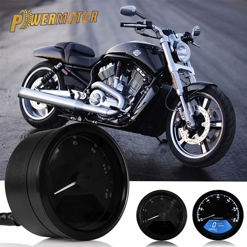 

12000RMP LCD Digital Speedometer Odometer Fuel Meter 1-4 Cylinders Motorcycle Instruments Gauge Refit Alarm Function