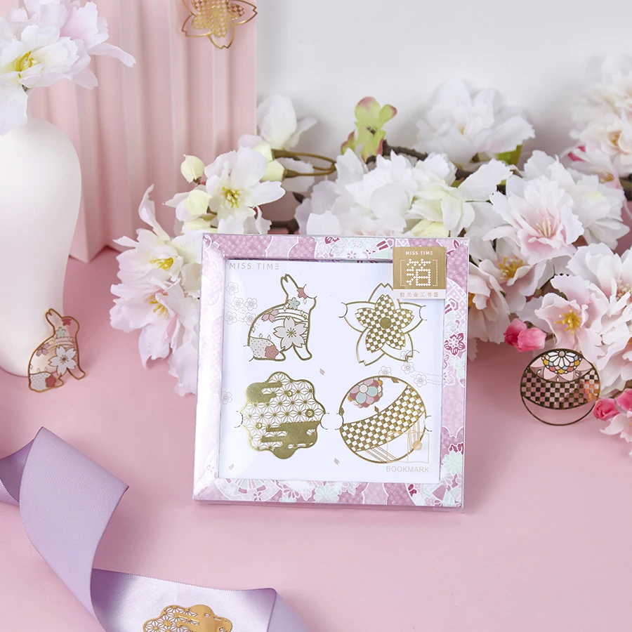 

8 pcs/2 sets stationery new creative month to see flowers series metal bookmarks