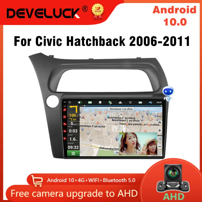Автомагнитола 2DIN Android 10 для Honda Civic Hatchback 2005-2011 мультимедийное видео 4G Wi-Fi динамик