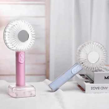 

Crystal Light Handheld Fan USB Charging Portable Multi-function Female Fill Light Mirror Phone Holder Fan For Office