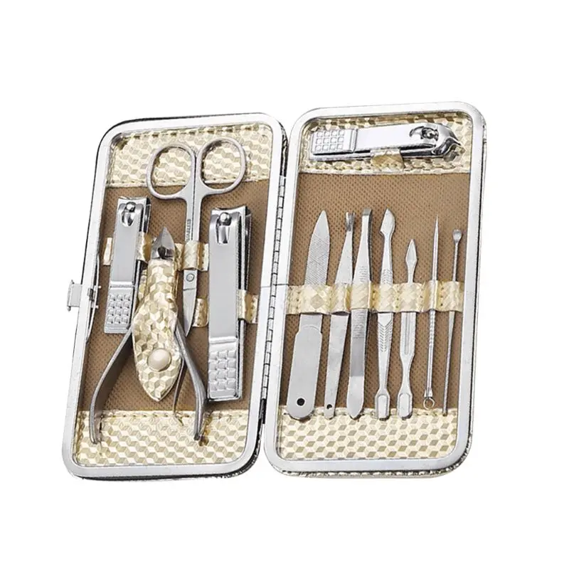 Профессиональный набор для ухода за ногтями, маникюрный набор для ухода за ногтями, Дорожный Чехол, золотой цвет